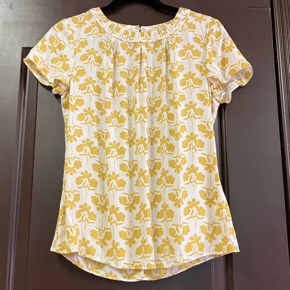 BODEN Carey Silk Blend Floral Design Short Sleeve Top Size 4 - Picture 1 of 6